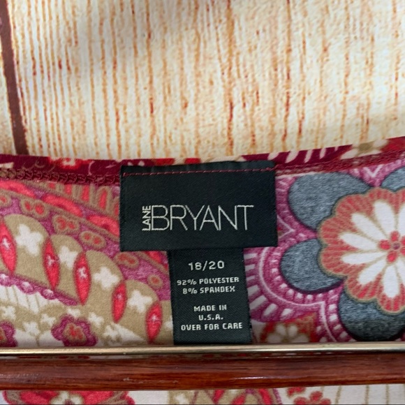 Lane Bryant 18/20 Red Paisley Business  Casual Blouse - Picture 2 of 8